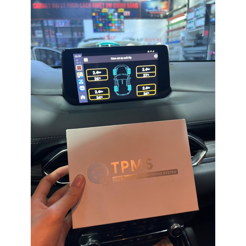 Cảm biến áp suất lốp tpms tích hợp android box, điện thoại, màn android