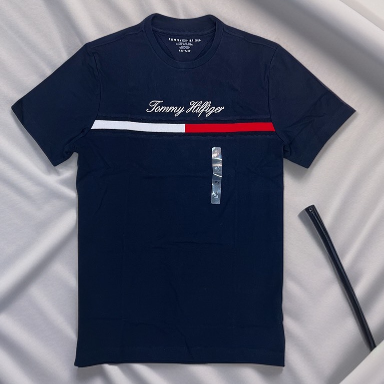 [Chính Hãng Tommy.USA] Áo Thun Script Flag Logo Thêu 78JA946