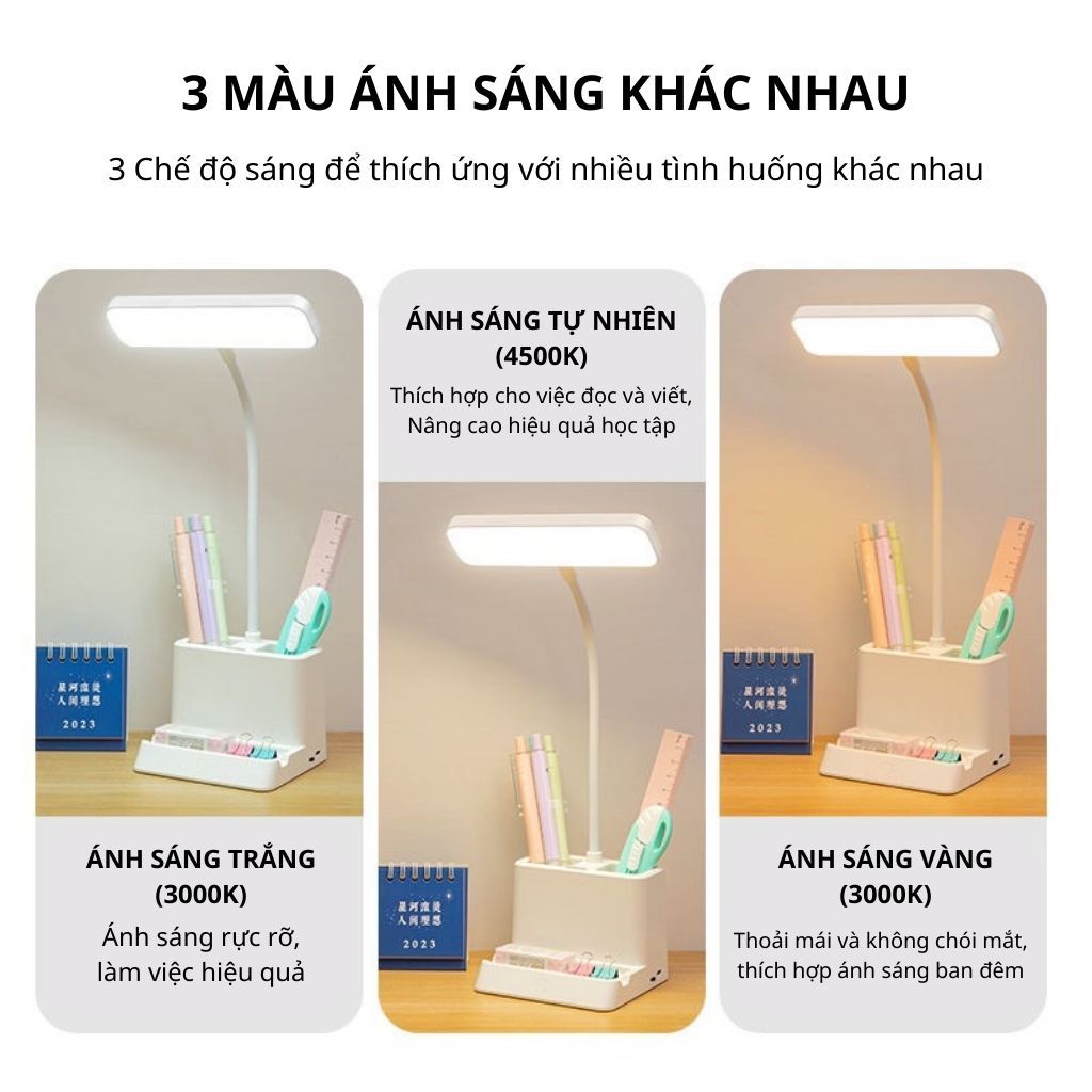 Đèn học để bàn tích điện TAKOO, Đèn bàn làm việc đọc sách chống cận 3 màu ánh sáng cảm ứng thông minh | BigBuy360 - bigbuy360.vn