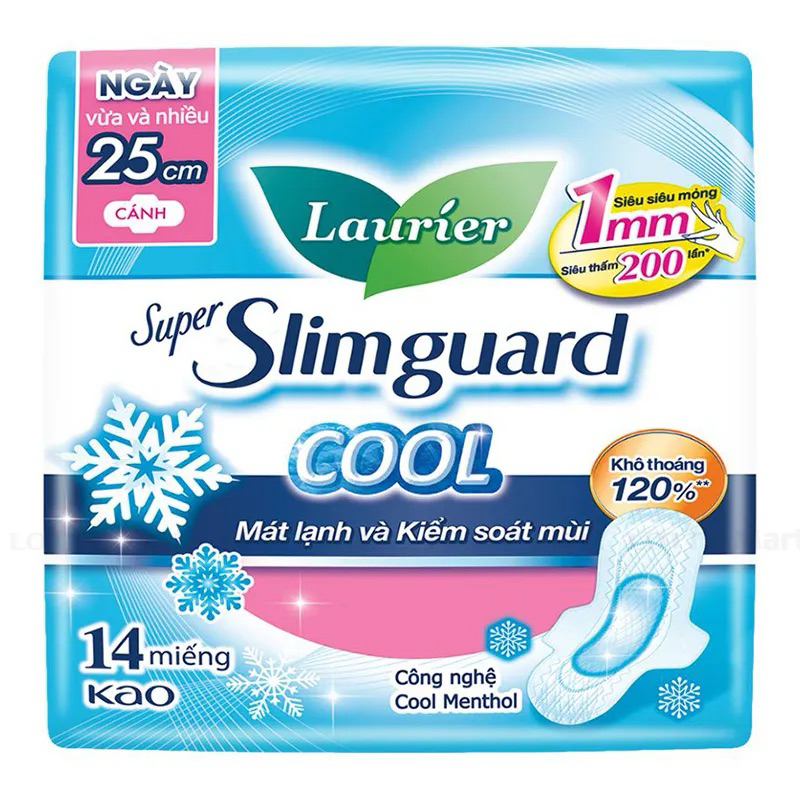 BĂNG VỆ SINH LAURIER SUPER SLIMGUARD COOL 25CM 14 MIẾNG