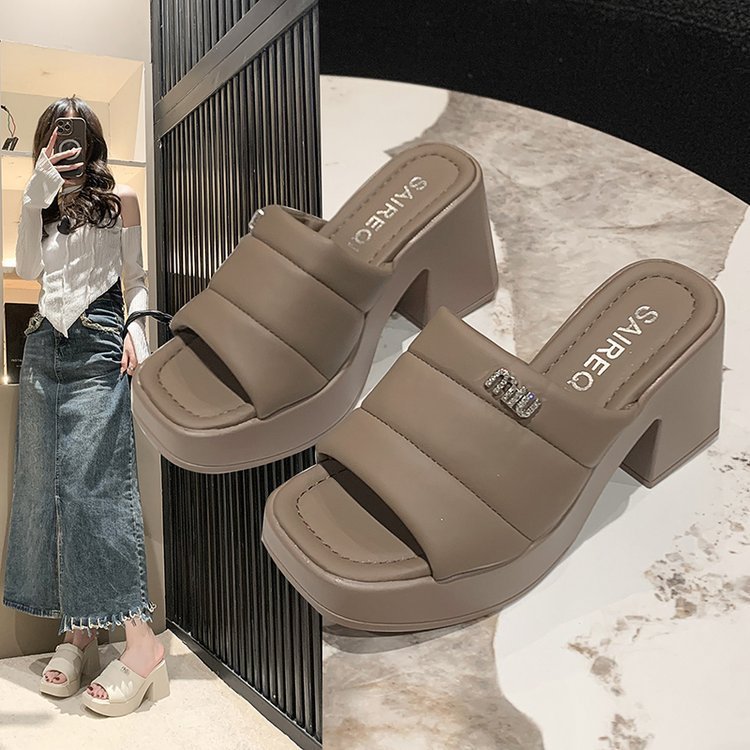 Dép Quai Ngang Nữ MiuMiu D04 Độn Đế Siêu Xinh