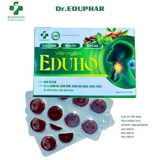 Viên Ngậm Ho EDUHO Hộp 3 vỉ X 8 Viên Giảm Ho, Giảm Đờm, Giảm Đau Họng, Khản Tiếng Do Viêm Họng, Viêm Phế Quản