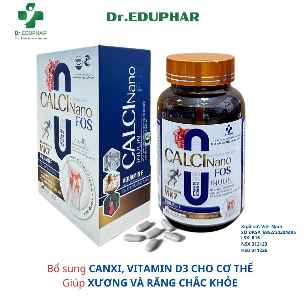 CALCI NANO FOS thực phẩm bảo vệ sức khoẻ bổ sung canxi vitamin D3 cho cơ