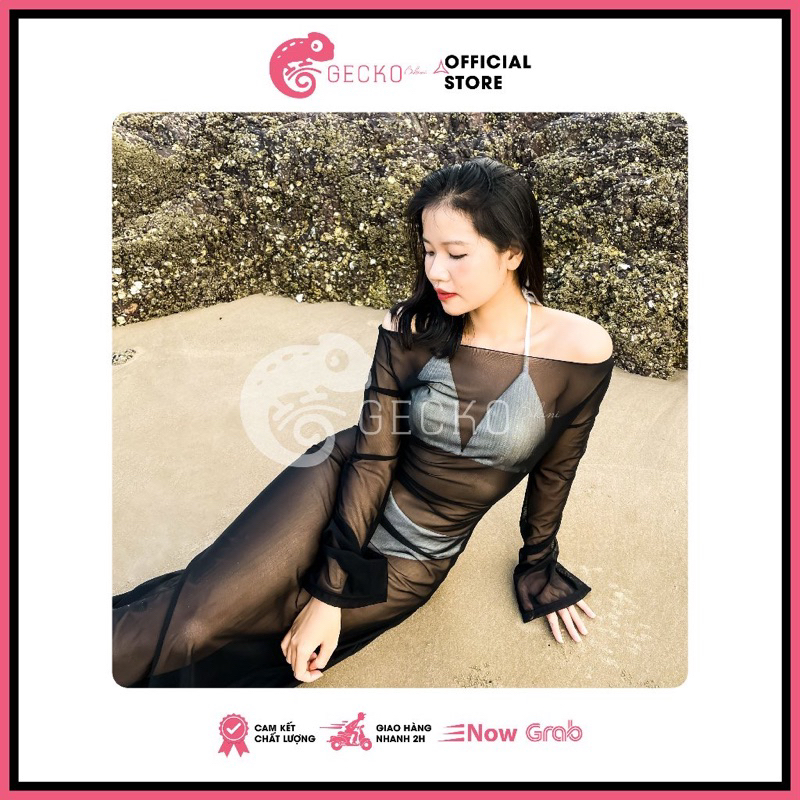 [HCM] Áo Lưới Body GECKO Dáng Dài Tay Loe Xuyên Thấu Mặc Ngoài Bikini 3PK12 (Ảnh Thật) | BigBuy360 - bigbuy360.vn