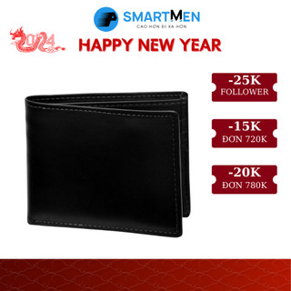 Ví cầm tay da bò SMARTMEN màu đen VD3-04