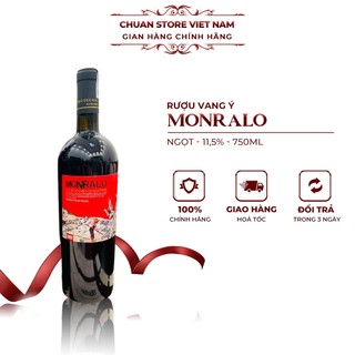Rượu vang Ý ngọt Monralo Semi nho Cabernet Sauvignon thượng hạng 11,5% chai 750ml