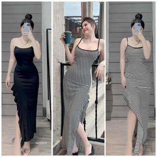Đầm body nữ 2 dây dáng dài, váy đầm nữ xẻ tà tôn dáng dự tiệc đi chơi sang chảnh minion d117