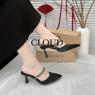 Giày hở gót mũi nhọn quai đá 8cm