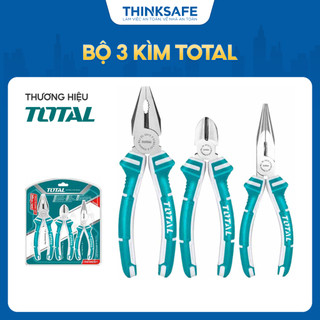 Bộ 3 kìm đa năng TOTAL THT1K0301 Kềm cắt kềm răng điện kềm mũi nhọn thép CrV siêu cứng bền cắt kẹp tuốt dây điện cáp kẽm