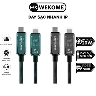 Dây Sạc Nhanh 20W Trong Suốt Wekome - Cáp Bọc Dù Chống Đứt Gãy Cho Các Dòng IP X 11 12 13 14 7 8 - XS- 11 PRO