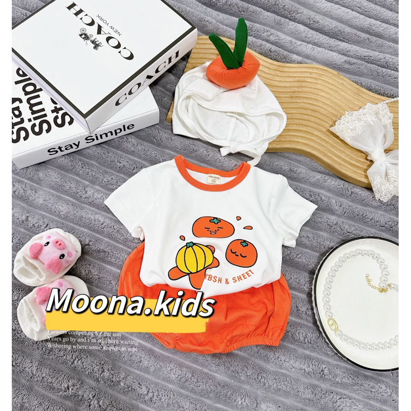 Set quả cam 3 chi tiết cho bé gái, bodysuit cho bé gái