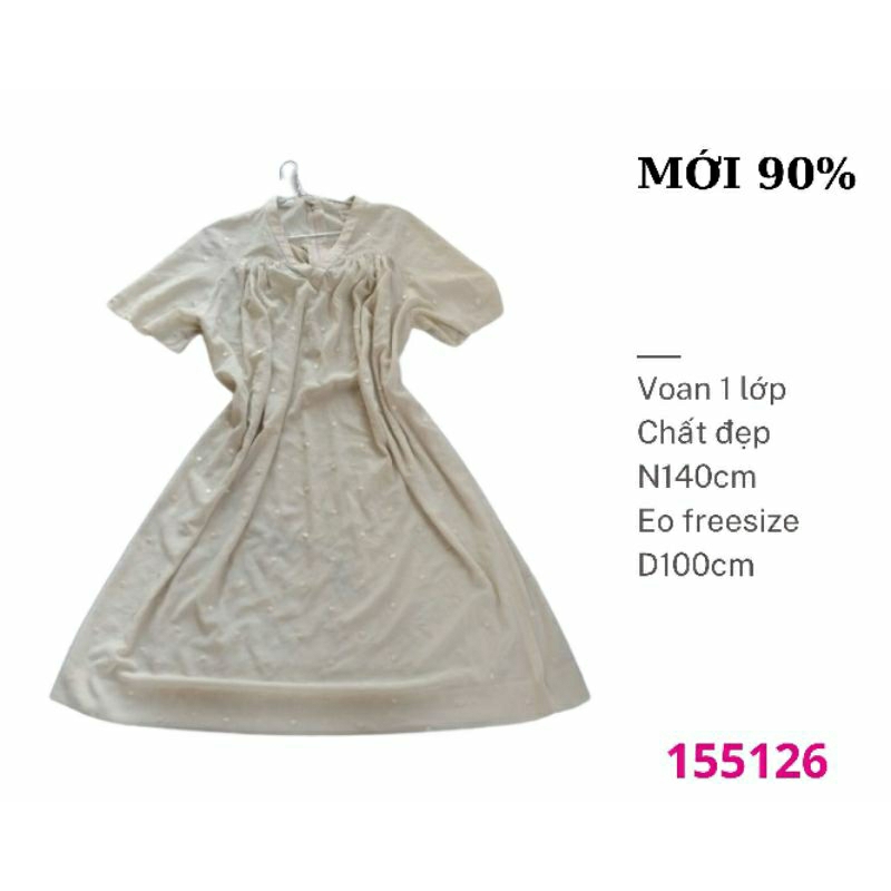 Đầm voan freesize màu kem đã qua sử dụng
