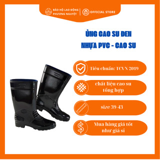 Ủng cao su đen nhựa PVC , ủng đi mưa kiểu dáng thời trang, ủng chống nước - chống trơn trượt