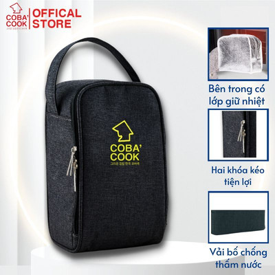 Túi đựng hộp cơm COBA'COOK 3 hộp 400 ml Giấy bạc giữ nhiệt và 2 khóa kéo tiện dụng-CBL