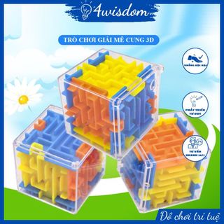 Đồ chơi khối lập phương trong suốt viên bi giải mê cung 3D 4wisdom, trò chơi giải mê cung rubik