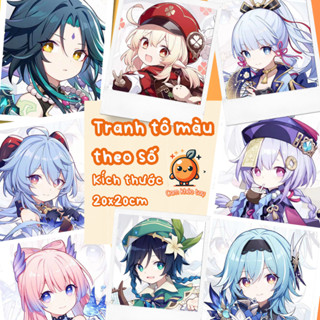  Tranh tô màu theo số 20x20cm mẫu Nhân vật Hoạt Hình Anime có khung kèm màu và cọ 