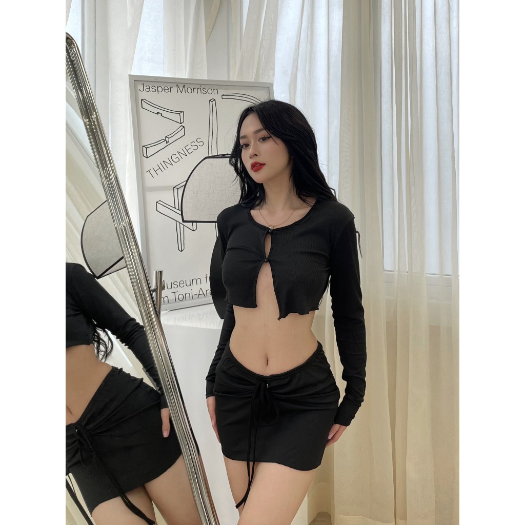 Set đồ cho nữ sexy tôn dáng áo crop dây đan lưng, Đồ bộ nữ đi biển chất thun gân co giãn ( tặng kèm quần trong) - Mã F03 | BigBuy360 - bigbuy360.vn