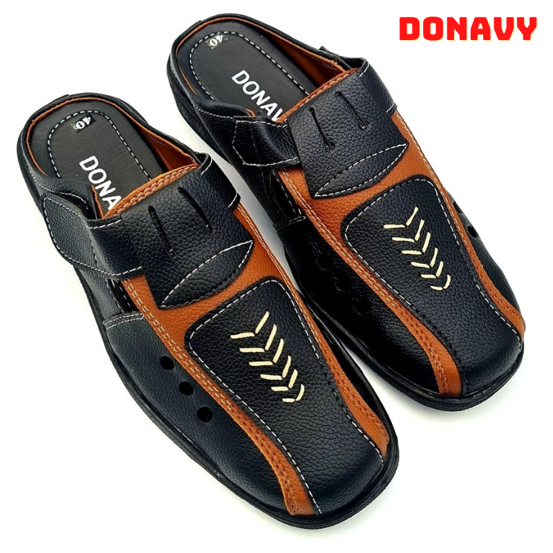 Giày lười nam da cao cấp, DONAVY 02 màu đen bò thời trang, may đế chắc chắn d.glkm
