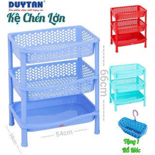 🚀 Kệ chén nhựa Duy Tân LỚN 3 Tầng ( Ngang 54 x R35.5 x Cao 65.5 cm ) TẶNG Rổ Móc 🚀