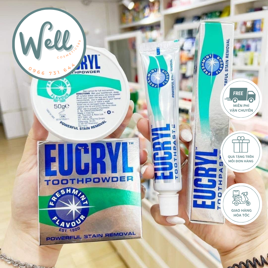 UK- Combo kem đánh răng & bột đánh răng Eucryl làm trắng răng hiệu quả