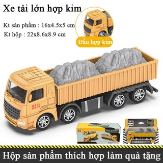 Đồ chơi mô hình cho bé xe tải chở đá kèm 2 mô hình cục đá bằng hợp kim và nhựa an toàn