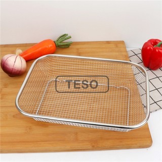 Rổ Lưới Inox Hình Chữ Nhật Thoát Nước Có Chân Kê - TESOVN
