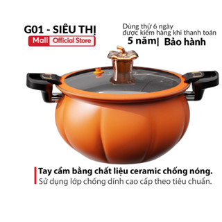 Nồi áp suất bí ngô cao cấp G01 nồi hầm 4in1 đa năng, nồi chiên, xào nấu, hấp chống dính dày dặn