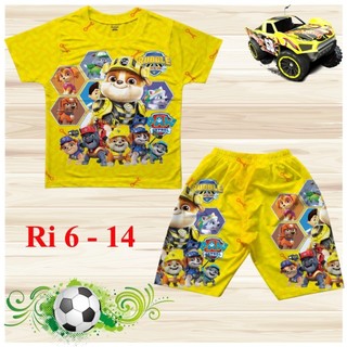 Đồ bộ bé trai, bộ cộc tay cho bé trai hình Chó cứu hộ size 18-36KG chất thun lạnh Thái mát
