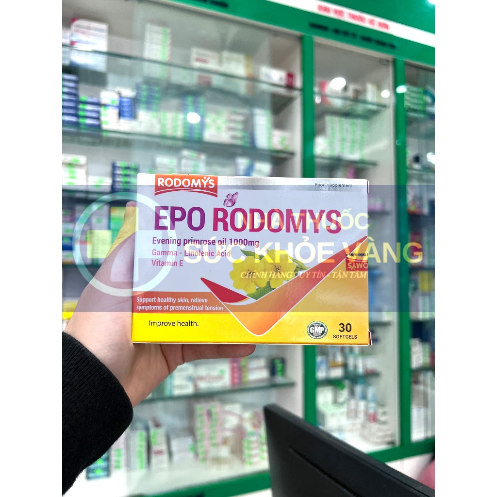 EPO RODOMYS - Hỗ Trợ Giảm Các Vấn Đề Tiền Kinh Nguyệt (Cáu Gắt, Lo Lắng, Mệt Mỏi), Hỗ Trợ Đẹp Da (Hộp 30 viên)
