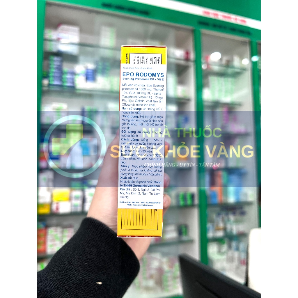 EPO RODOMYS - Hỗ Trợ Giảm Các Vấn Đề Tiền Kinh Nguyệt (Cáu Gắt, Lo Lắng, Mệt Mỏi), Hỗ Trợ Đẹp Da (Hộp 30 viên)