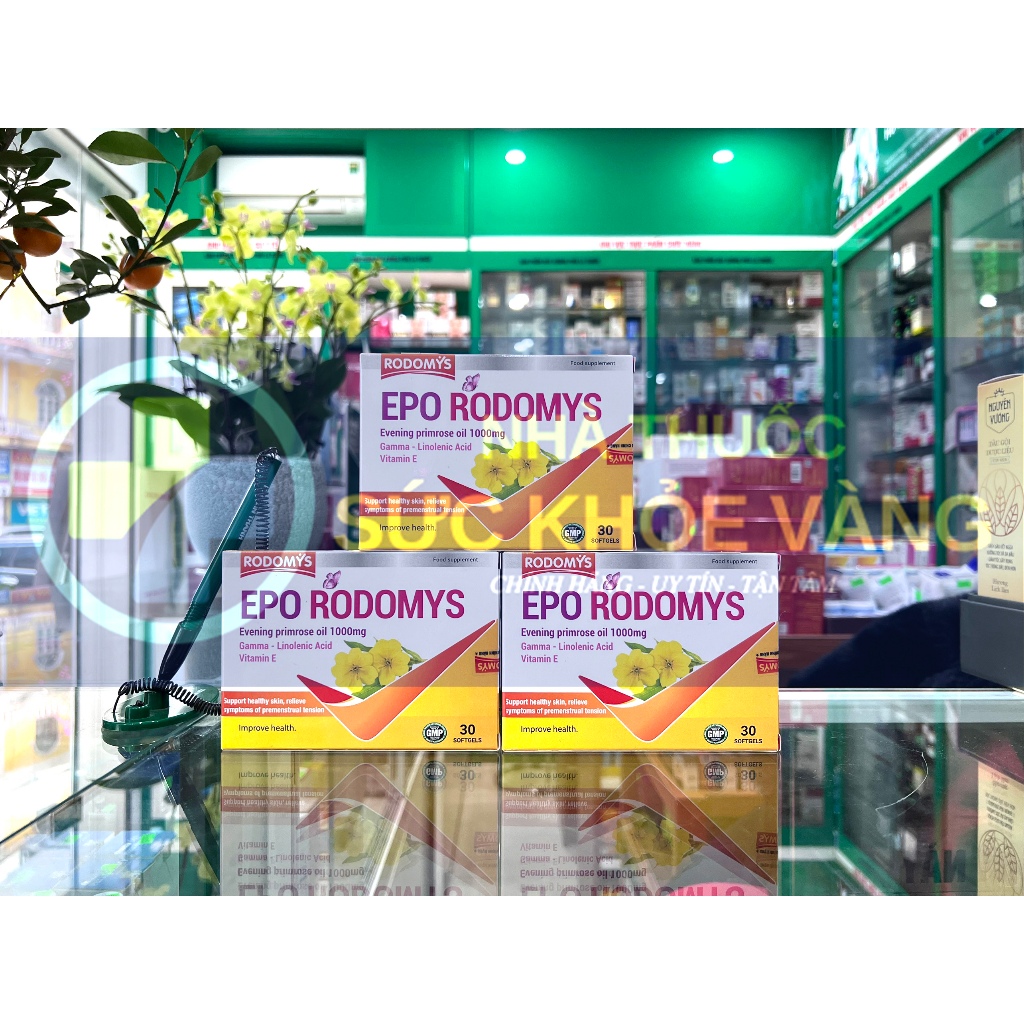 EPO RODOMYS - Hỗ Trợ Giảm Các Vấn Đề Tiền Kinh Nguyệt (Cáu Gắt, Lo Lắng, Mệt Mỏi), Hỗ Trợ Đẹp Da (Hộp 30 viên)