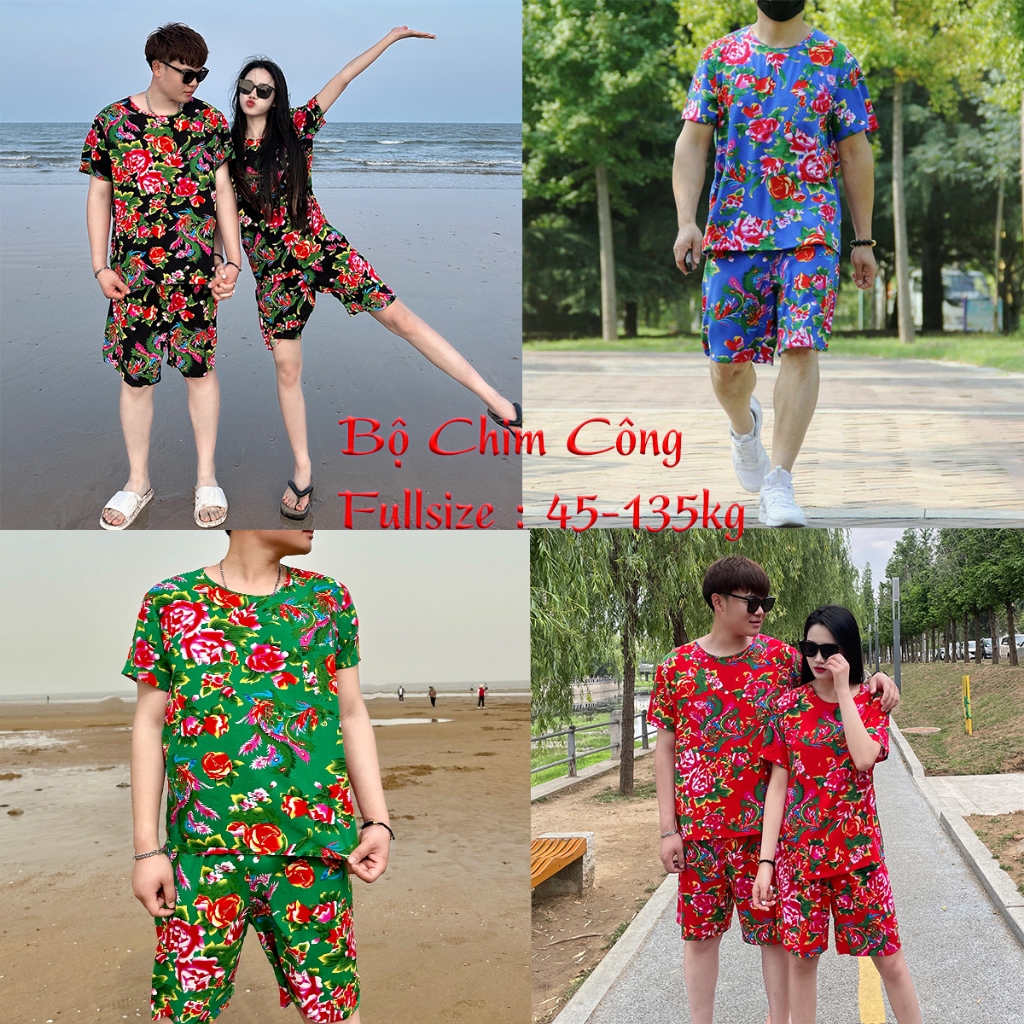 Bộ đồ nam nữ,thun Cotton quần đùi áo + cộc tay.Hình in 3D CHIM CÔNG PHƯỢNG cá tính ,nổi bật,trends. Menswear