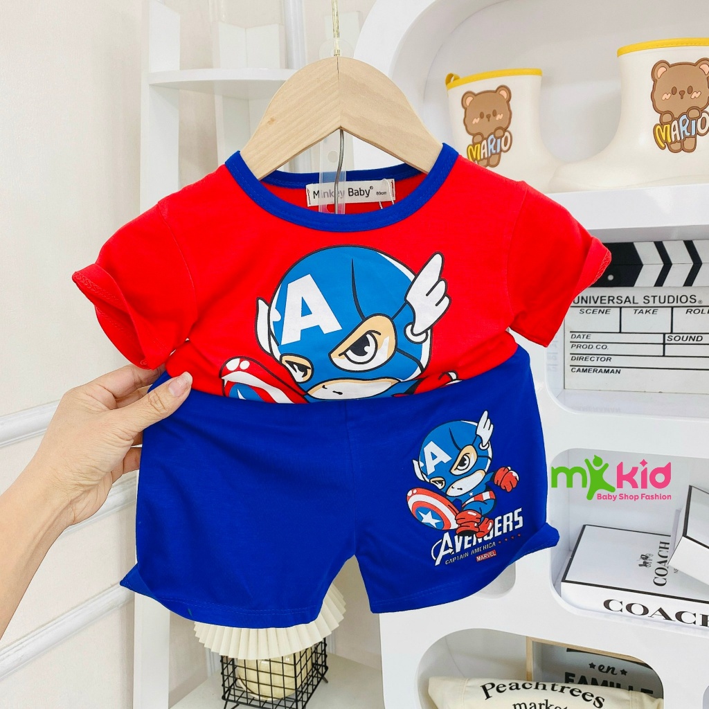 Bộ cộc tay cho bé 💖 FREE SHIP 💖bộ  cộc tay Siêu Nhân Vho bé trai bé gái chất thun lạnh cao cấp siêu mềm mát