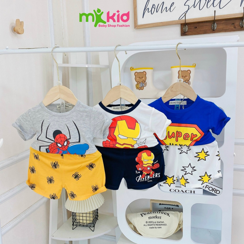 Bộ cộc tay cho bé 💖 FREE SHIP 💖bộ  cộc tay Siêu Nhân Vho bé trai bé gái chất thun lạnh cao cấp siêu mềm mát