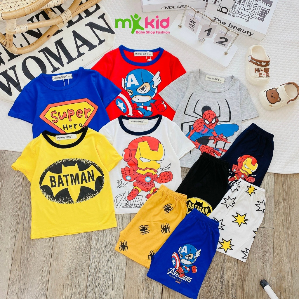 Bộ cộc tay cho bé 💖 FREE SHIP 💖bộ  cộc tay Siêu Nhân Vho bé trai bé gái chất thun lạnh cao cấp siêu mềm mát