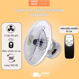 Quạt Đảo Trần QTD-400XĐB Vinawind - Điều Khiển Từ Xa,Có Hẹn Giờ,Xoay 360 Độ,Sải Cánh 40cm Chính Hãng- Điện Cơ Thống Nhất
