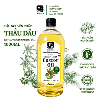 1 Lit Dầu Thầu Dầu Nguyên Chất 1 Lit SavonA Làm Xà Phòng Mỹ Phẩm - Extra Virgin Castor Oil 1 Liter