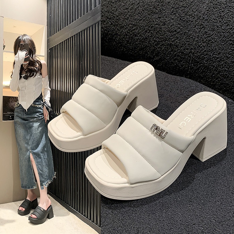 Dép Quai Ngang Nữ MiuMiu D04 Độn Đế Cao Cấp