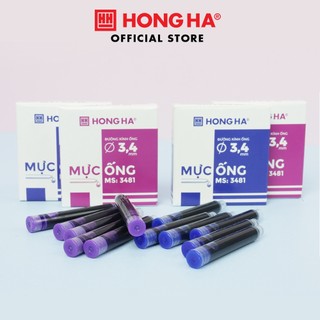 Hộp 6 ống mực Hồng Hà 3,4mm, 3 màu xanh - tím - đen - 3481
