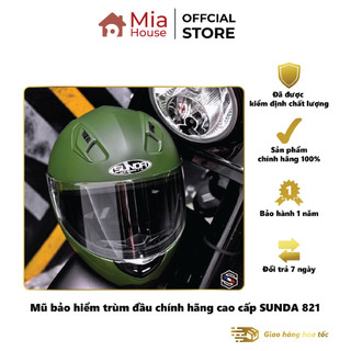 Mũ bảo hiểm trùm đầu chính hãng cao cấp SUNDA 821 - lót tháo giặt, một lớp kính