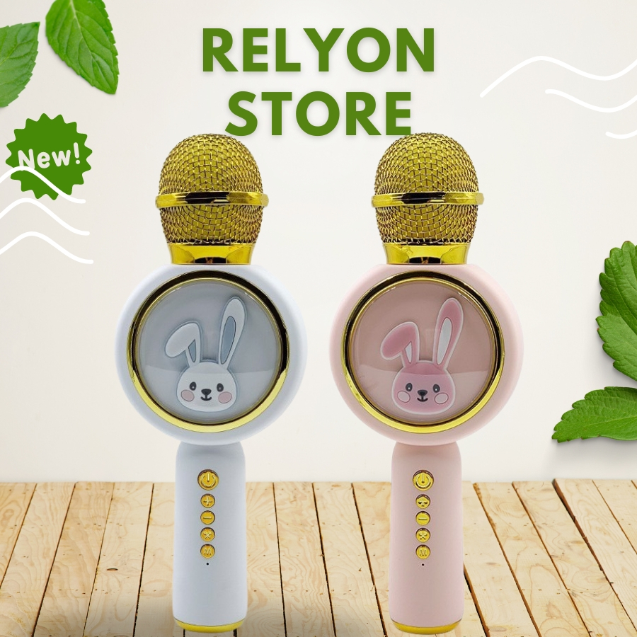 Micro karaoke X9 hình thỏ cho bé loa bluetooth không dây âm thanh hay bắt giọng tốt có chế độ đổi tone Relyon | MICX9