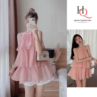  Áo Váy Voan Tơ 3 Tầng Cổ Yếm Đẹp Điệu Đà Thắt Nơ Xinh Sang Chảnh Tiểu Thư Phong Cách Hàn Quốc Năng Động Cá Tính A04-HQ 