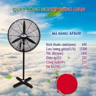 Quạt công nghiệp 650mm 210W 220V AFAN motor dây đồng vỏ motor và cánh quạt bằng kim loại