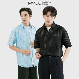 Áo Sơ Mi Nam Tay Lỡ MANDO Vải Xốp Cao Cấp Hoạ Tiết Dập Nổi Thoáng Mát Đứng Form Phong Cách Hàn Quốc SMD150-SHT002