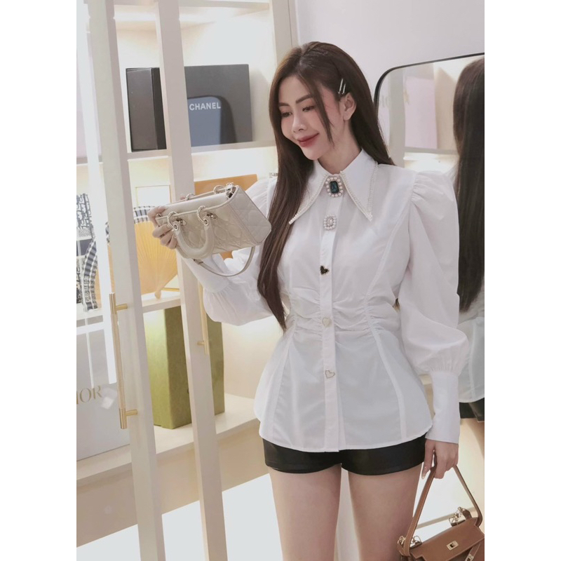 Áo sơ mi đính đá cc chiết eo 𝐀𝐒𝐇𝐘𝐋𝐄𝐘