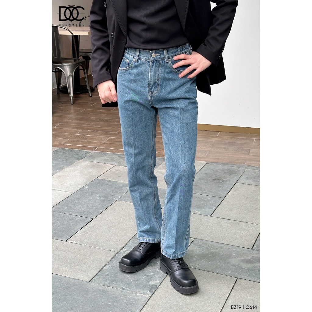 Quần jeans nam ống đứng Độc menswear có chun co giãn tốt form thoải mái, ít phai màu - Q614