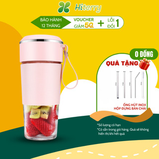Máy Xay Sinh Tố Cầm Tay Mini Đa Năng Hiterry Mẫu 2023 Cối Thủy Tinh Dao Xay 6 Lưỡi Cực Khỏe Dung Lượng Pin Lớn 3000mAh