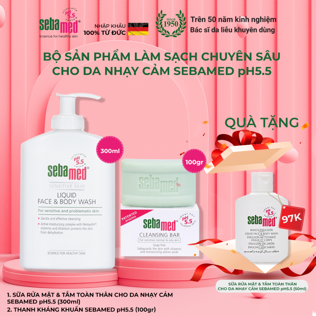 Bộ sản phẩm làm sạch chuyên sâu cho da nhạy cảm Sebamed