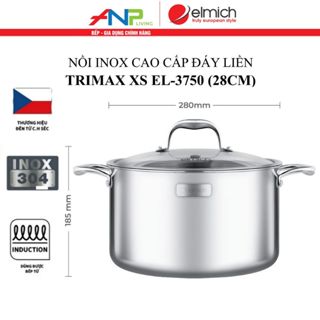 Nồi Elmich Trimax-XS (Chất Liệu INOX 304, Cấu Tạo 3 Lớp Đáy Liền, Size 16,18.20.24,26,28 cm)