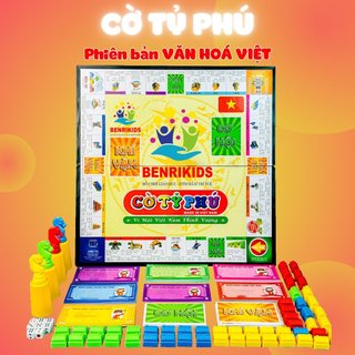 Cờ tỷ phú bản đồ việt nam, thử thách làm giàu cho bé bàn cờ kiêm hộp đựng